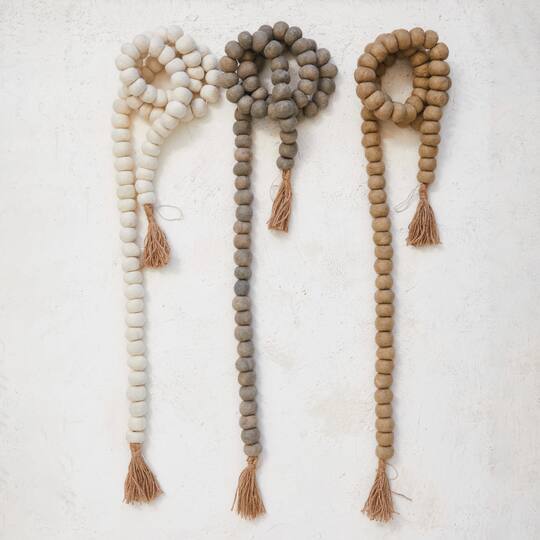 Hello Honey® 6ft. Handmade Wool Felt Ball Garland with Jute Tassels